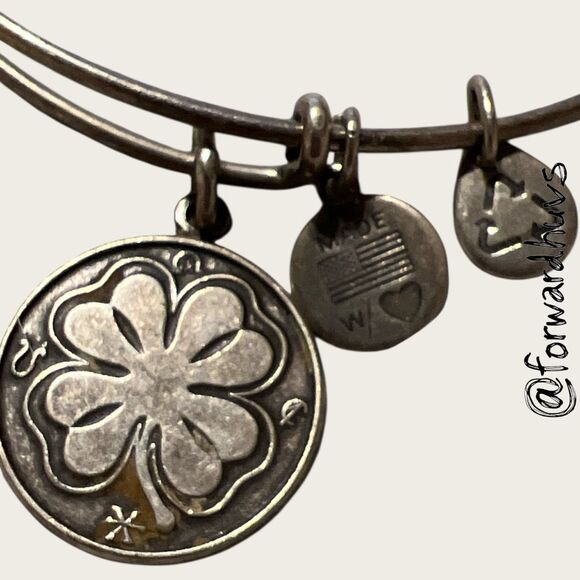 Bundle Sale 3 for $15 | ALEX AND ANI Four Leaf Clover Charm Bangle - Picture 4 of 8